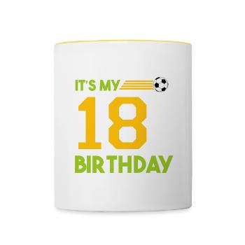 Football player 18th birthday football - Contrasting Mug - white/yellow - Front