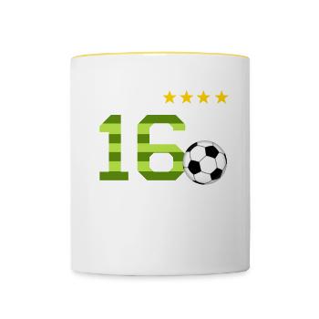Football player 16th birthday football - Contrasting Mug - white/yellow - Front