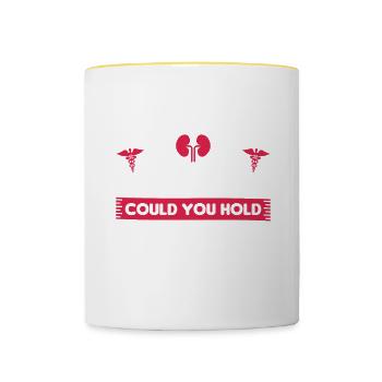 Urology Deartment Could You Hold On Please - Contrasting Mug - white/yellow - Front
