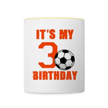 Football Player 3rd Birthday Football Sports Coach - Contrasting Mug - white/yellow - Front