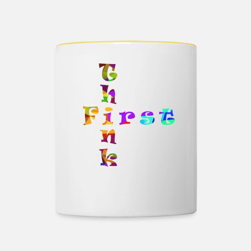 Think First - Tasse zweifarbig - Weiß/Gelb