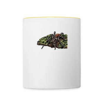 Vogelspinne I Tarantula Terrarium Motiv für - Tasse zweifarbig - Weiß/Gelb - Vorne