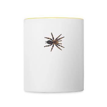 Vogelspinne I Tarantula Terrarium Motiv für - Tasse zweifarbig - Weiß/Gelb - Vorne