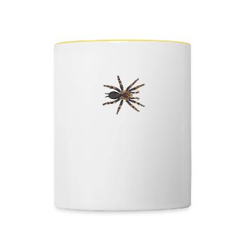 Vogelspinne I Tarantula Terrarium Motiv für - Tasse zweifarbig - Weiß/Gelb - Vorne