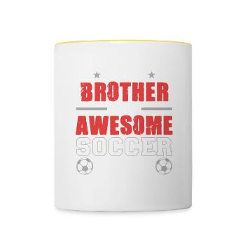 Brother of the football player Sport Football coach - Contrasting Mug - white/yellow - Front