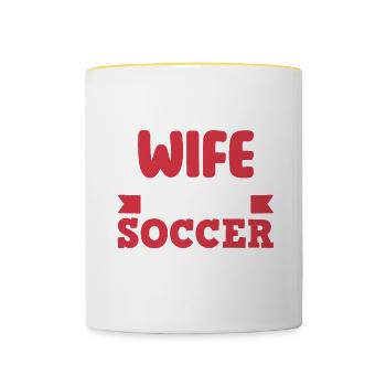 Épouse d’un joueur de football Expert Sport - Mug contrasté - blanc/jaune - Devant