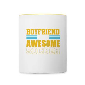 Friend of football player sport football coach - Contrasting Mug - white/yellow - Front