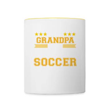 Grand-père d’un joueur de football entraîneur de football - Mug contrasté - blanc/jaune - Devant