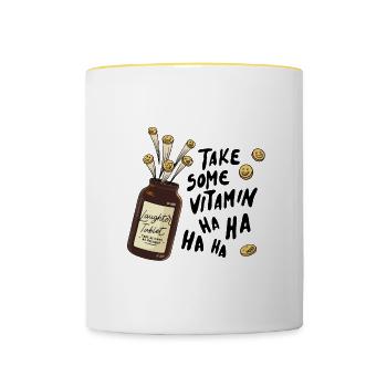 Laughter Meditation Design for a Laughter Yoga Training - Contrasting Mug - white/yellow - Front