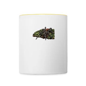 Vogelspinne I Tarantula Terrarium Motiv für - Tasse zweifarbig - Weiß/Gelb - Vorne