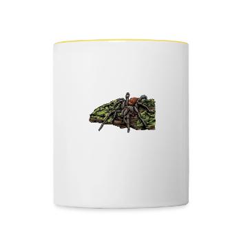 Vogelspinne I Tarantula Terrarium Motiv für - Tasse zweifarbig - Weiß/Gelb - Vorne