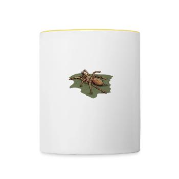 Vogelspinne I Tarantula Terrarium Motiv für - Tasse zweifarbig - Weiß/Gelb - Vorne