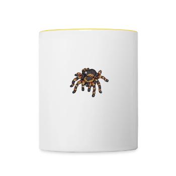 Vogelspinne I Tarantula Terrarium Motiv für - Tasse zweifarbig - Weiß/Gelb - Vorne