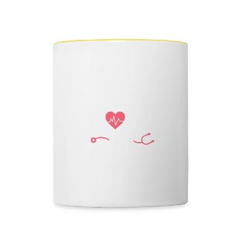 My Heart Belongs To A Gynecologist Gynecology - Contrasting Mug - white/yellow - Front