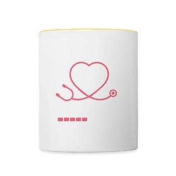 Gynecologist In Progress Please Wait Gynecology - Contrasting Mug - white/yellow - Front