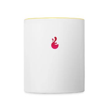 Fitness Boire du vin dans la bouche Amoureux Buveurs - Mug contrasté - blanc/jaune - Devant