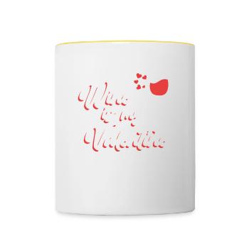 Le vin est mon amoureux de la Saint-Valentin - Mug contrasté - blanc/jaune - Devant