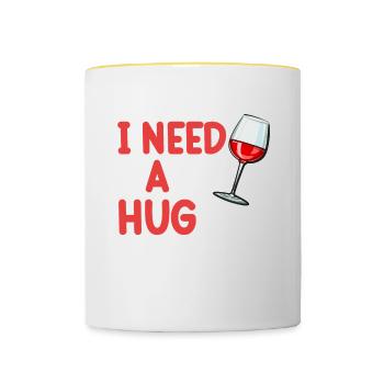 Huge glass of wine drinkers - Contrasting Mug - white/yellow - Front