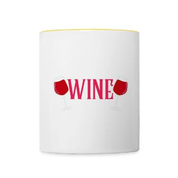 À la recherche d’amateurs de vin buveurs - Mug contrasté - blanc/jaune - Devant