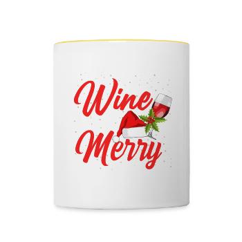 Plus de vin Plus Joyeux Buveur amoureux - Mug contrasté - blanc/jaune - Devant