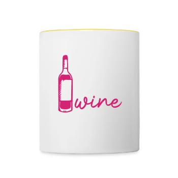 Maman a besoin d’amateurs de vin buveurs - Mug contrasté - blanc/jaune - Devant