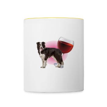 Une femme a besoin d’un buveur de vin amoureux des chiens buveurs - Mug contrasté - blanc/jaune - Devant