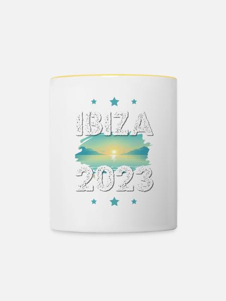 Ibiza 2023 - Tasse zweifarbig - Weiß/Gelb