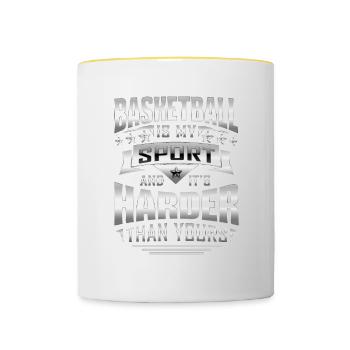Basketball Is My Sports And It's Harder Than Yours - Tasse zweifarbig - Weiß/Gelb - Vorne