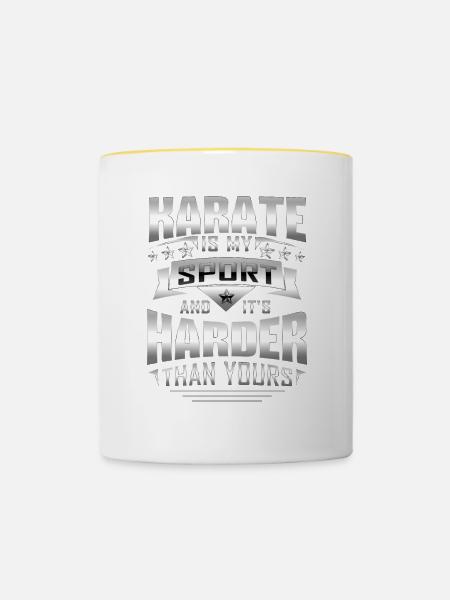 Karate Is My Sports And It's Harder Than Yours - Tasse zweifarbig - Weiß/Gelb