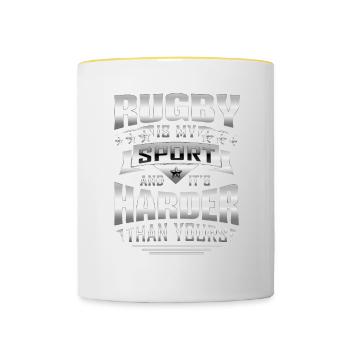Rugby Is My Sports And It's Harder Than Yours - Tasse zweifarbig - Weiß/Gelb - Vorne