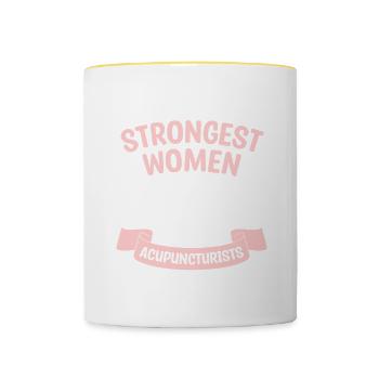 Only The Strongest Women Become Acupuncturist - Contrasting Mug - white/yellow - Front