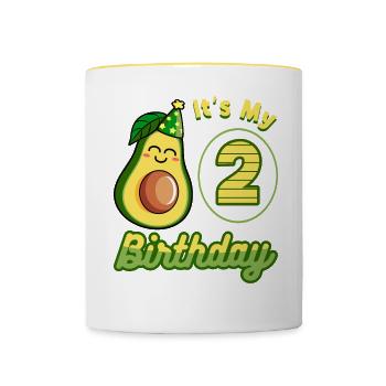 Avocado Lover 2nd Birthday Guacamole Avocados - Contrasting Mug - white/yellow - Front