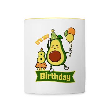 Avocado Lover 8th Birthday Guacamole Avocados - Contrasting Mug - white/yellow - Front