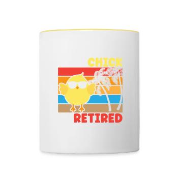 Retired Chick 2023 Retirement Party Life Men - Contrasting Mug - white/yellow - Front