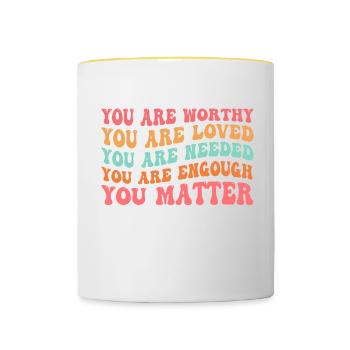 You Matter Kindness Be Kind Groovy Mental Health A - Contrasting Mug - white/yellow - Front