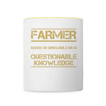 Funny Novelty Gift For Farmer - Contrasting Mug - white/yellow - Front