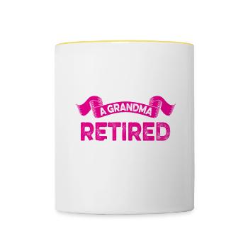 Enseignante à la retraite Mère Grand-mère Retraite - Mug contrasté - blanc/jaune - Devant