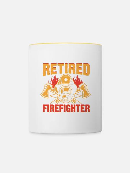 Pompier à la retraite 2023 Vie à la retraite - Mug contrasté - blanc/jaune