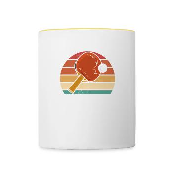 Un Vieux Avec Une Raquette De Ping-Pong Pongiste - Mug contrasté - blanc/jaune - Devant