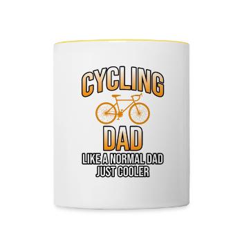 Cyclisme Papa Bike Lovers Vélo Équitation - Mug contrasté - blanc/jaune - Devant