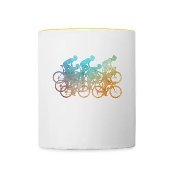 Cyclists, cyclists - Contrasting Mug - white/yellow - Front