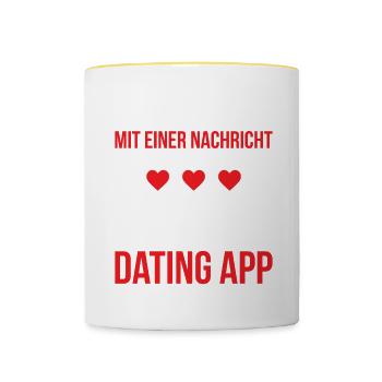 Und Alles Begann Mit Einer Nachricht In Der App - Tasse zweifarbig - Weiß/Gelb - Vorne