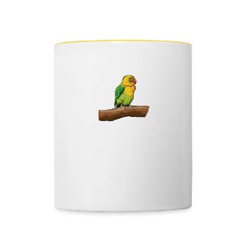 Agaporniden I Unzertrennliche Motiv für Vogel - Tasse zweifarbig - Weiß/Gelb - Vorne