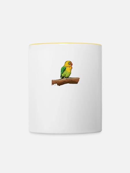 Agaporniden I Unzertrennliche Motiv für Vogel - Tasse zweifarbig - Weiß/Gelb