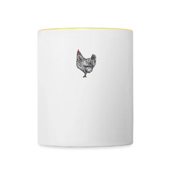 Amrock Huhn I Chicken Geflügel Motiv für - Tasse zweifarbig - Weiß/Gelb - Vorne