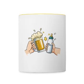 Erster Vatertag - Tasse zweifarbig - Weiß/Gelb - Vorne