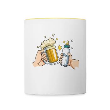 Erster Vatertag - Tasse zweifarbig - Weiß/Gelb - Vorne