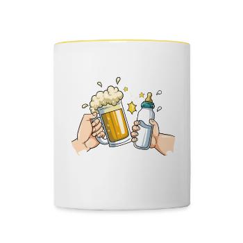 Erster Vatertag - Tasse zweifarbig - Weiß/Gelb - Vorne