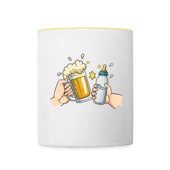 Erster Vatertag - Tasse zweifarbig - Weiß/Gelb - Vorne