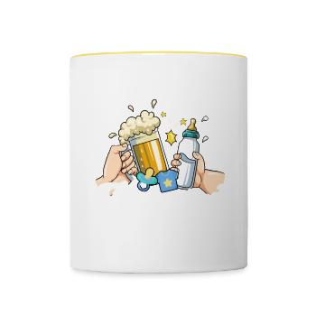 Mein Erster Vatertag - Tasse zweifarbig - Weiß/Gelb - Vorne